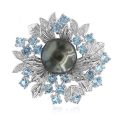 Broche en plata con Perla cultivada de Tahití (TPC)