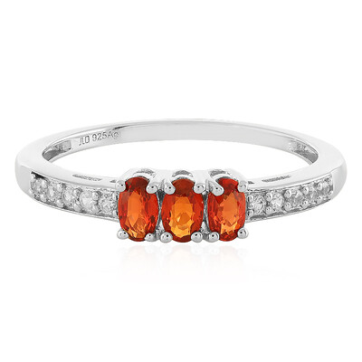 Anillo en plata con Rubí rojo atardecer