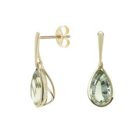 Pendientes en oro con Amatista verde