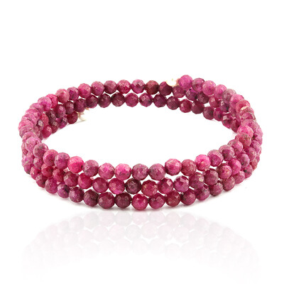 Brazalete en acero con Rubí de Mozambique (Riya)
