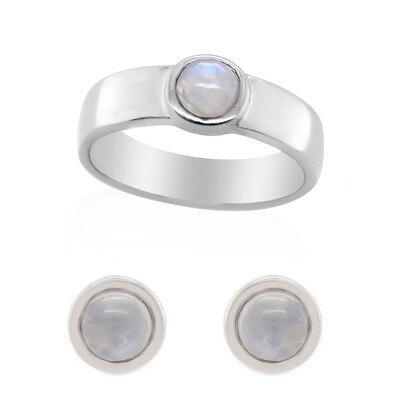 Anillo en plata con Piedra de Luna arcoíris