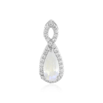 Colgante en plata con Piedra de Luna arcoíris
