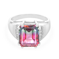 Anillo de hombre en plata con Topacio multicolor