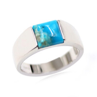 Anillo en plata con Turquesa azul del Mohave Kingman (Faszination Türkis)