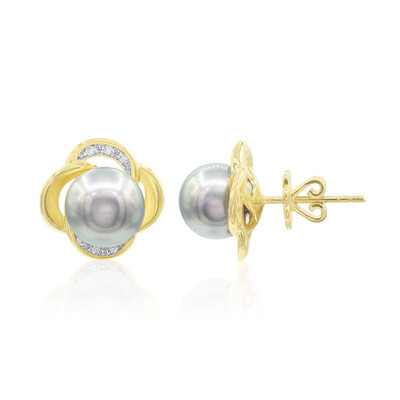 Pendientes en oro con Perla cultivada de Tahití (TPC)
