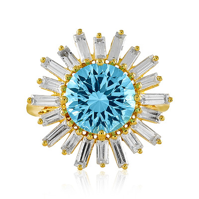Anillo en plata con Topacio azul cielo