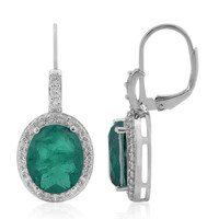 Pendientes en plata con Cuarzo verde bosque