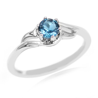 Anillo en plata con Topacio azul de Londres