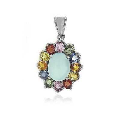 Colgante en plata con Calcedonia agua