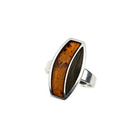 Anillo en plata con Ámbar báltico
