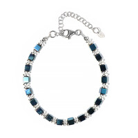 Brazalete en plata con Hematita azul