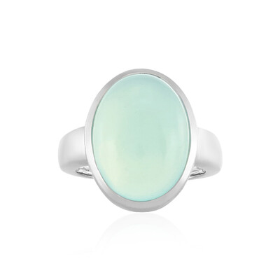 Anillo en plata con Calcedonia agua