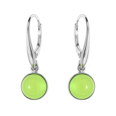 Pendientes en plata con Ámbar colombiano verde