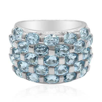 Anillo en plata con Topacio azul cielo