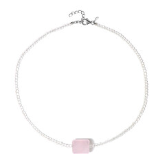 Collar en plata con Cuarzo rosa