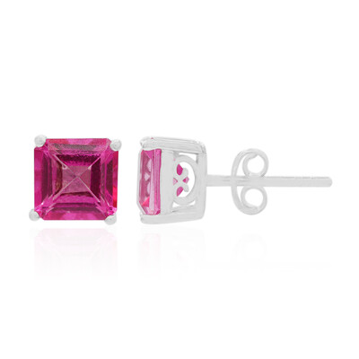 Pendientes en plata con Topacio rosa