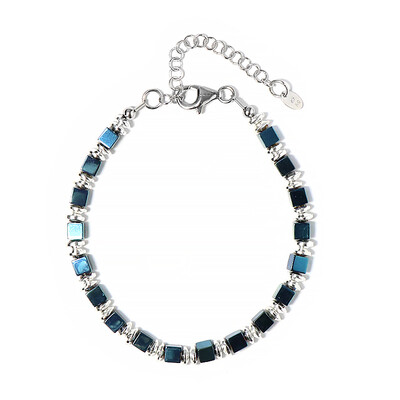 Brazalete en plata con Hematita azul