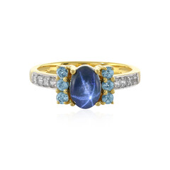 Anillo en plata con Zafiro estrella azul