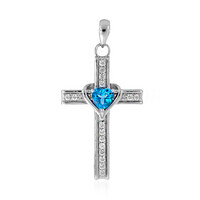 Colgante en plata con Topacio azul suizo