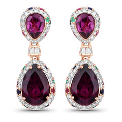 Pendientes en oro con Granate Magenta (SUHANA)