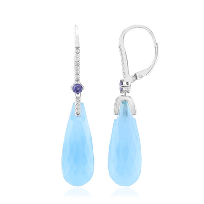 Pendientes en plata con Calcedonia agua
