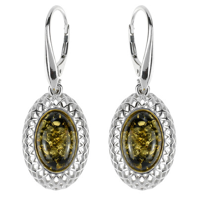 Pendientes en plata con Ámbar verde (dagen)