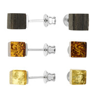 Pendientes en plata con Ámbar báltico