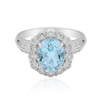 Anillo en plata con Topacio azul cielo