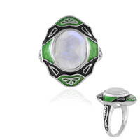 Anillo en plata con Piedra de Luna arcoíris (Adela Silber)