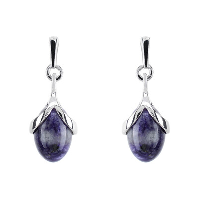 Pendientes en plata con Charoita (dagen)