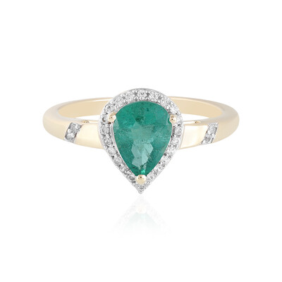 Anillo en oro con Esmeralda de Zambia