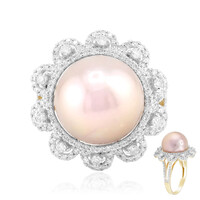 Anillo en oro con Perla Ming rosa (TPC)