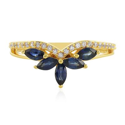 Anillo en plata con Zafiro azul de Madagascar