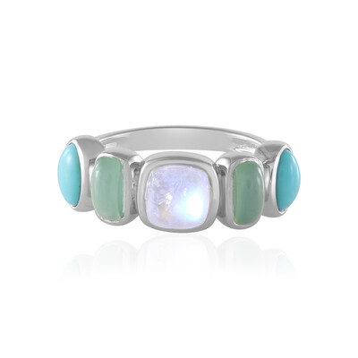 Anillo en plata con Piedra de luna azul (KM by Juwelo)