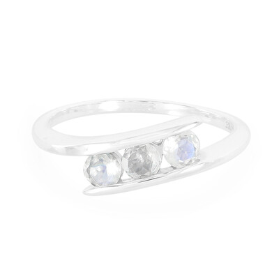 Anillo en plata con Piedra de Luna arcoíris
