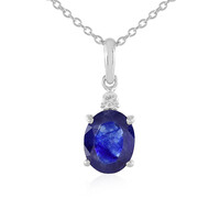 Collar en plata con Zafiro azul de Madagascar