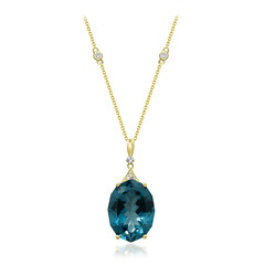 Collar en oro con Topacio azul de Londres