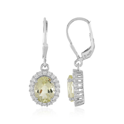 Pendientes en plata con Quarzo limón