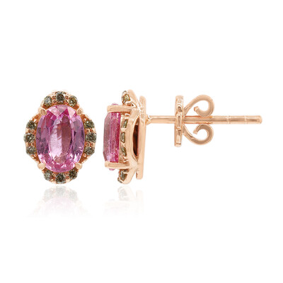 Pendientes en oro con Zafiro rosado (Annette)