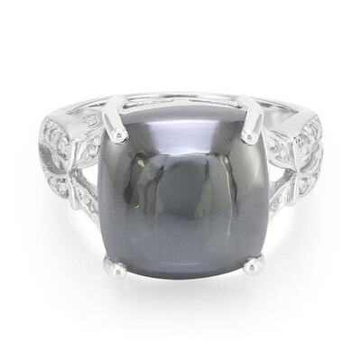Anillo en plata con Hematita negra