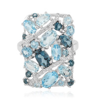 Anillo en plata con Topacio azul suizo