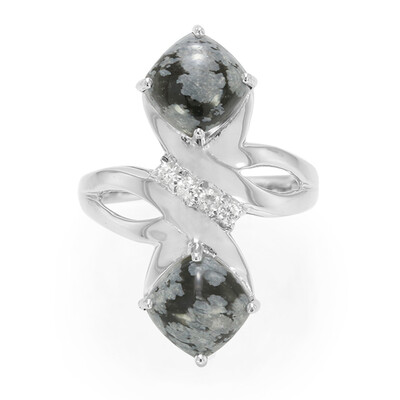Anillo en plata con Obsidiana Copo de Nieve