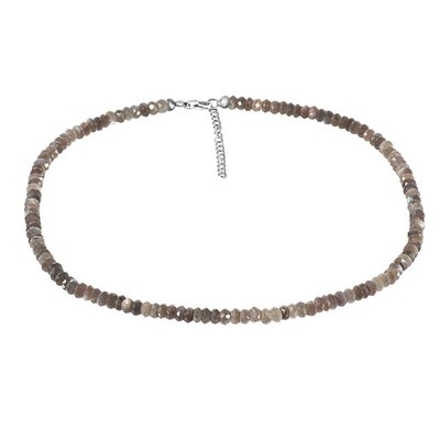 Collar en plata con Piedra de luna chocolate
