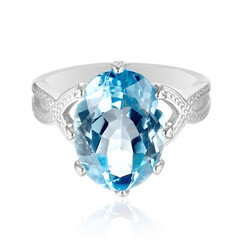 Anillo en plata con Topacio azul cielo