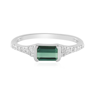 Anillo en plata con Turmalina verde Benedito(Adela Silber)