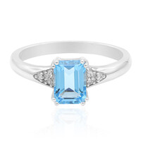 Anillo en plata con Topacio azul suizo