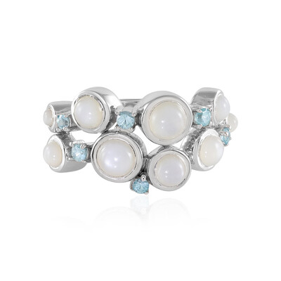 Anillo en plata con Piedra de Luna blanca (KM by Juwelo)