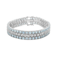 Brazalete en plata con Topacio azul cielo