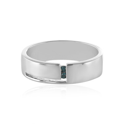 Anillo de hombre en plata con Diamante azul I3
