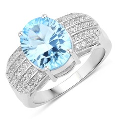 Anillo en plata con Topacio azul cielo